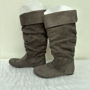 Grey faux suede boots